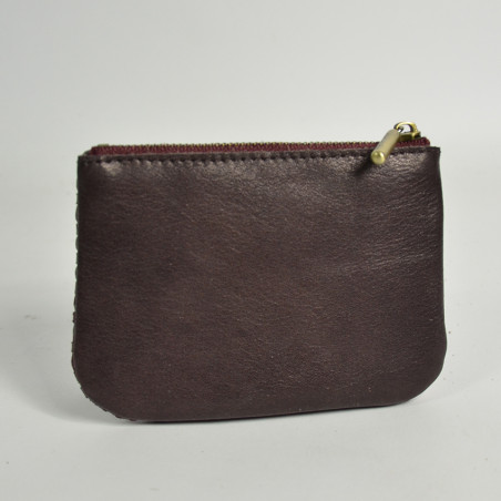 Mila Louise Briny XS W Petit Porte-Monnaie Cuir Tressé Pourpre dos