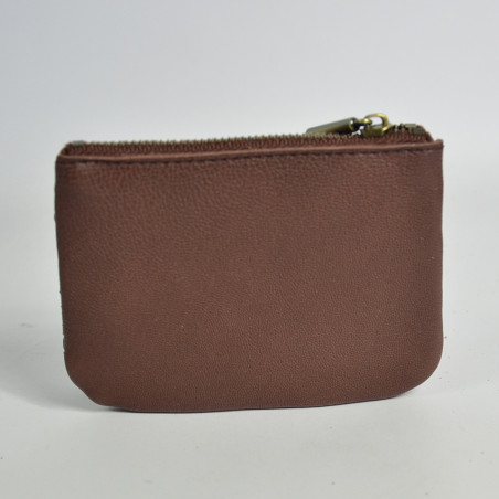 Mila Louise Briny XS W Petit Porte-Monnaie Cuir Tressé Auburn dos