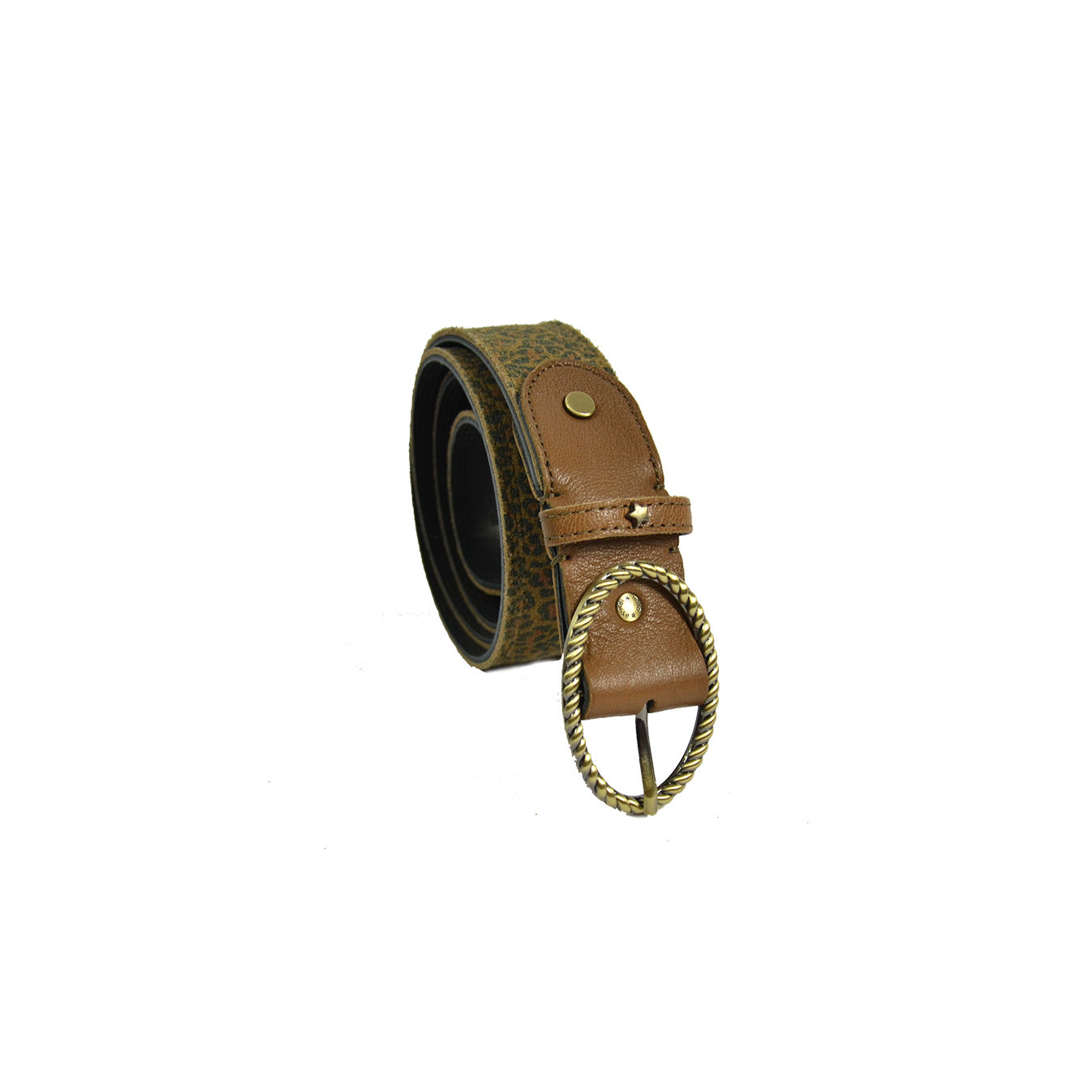 Mila Louise Pale PA Leopard Velvet Leather Adjustable Belt One Size