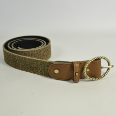 Mila Louise Pale PA Leopard Velvet Leather Adjustable Belt One Size