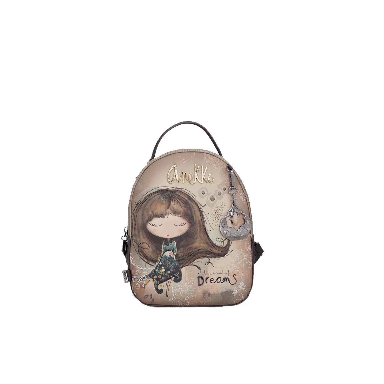 Anekke Real Small Organized Brown Backpack