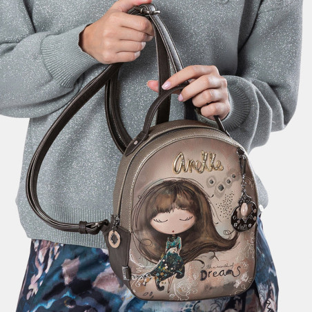 Anekke Real Small Organized Brown Backpack