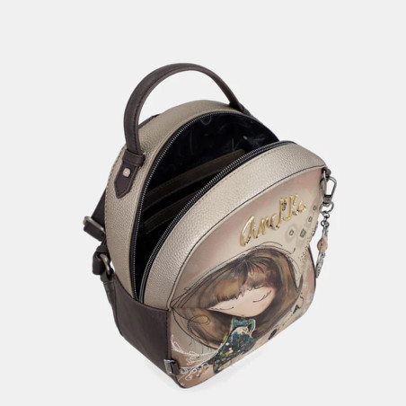 Anekke Real Small Organized Brown Backpack