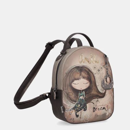 Anekke Real Small Organized Brown Backpack
