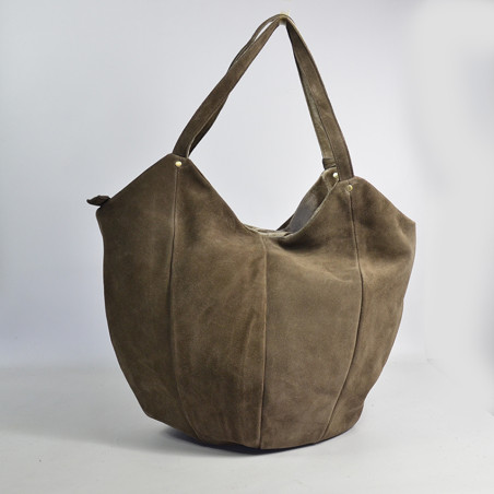 Mila Louise Mine V Shopping Bag Smoked Leather Khaki