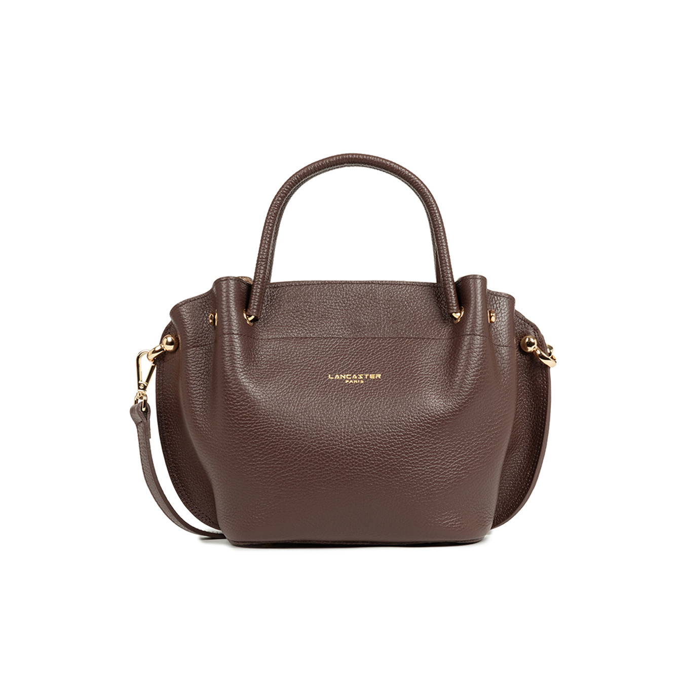 Lancaster Foulonne Double Handbag Louisa 470-18 Brown In Pale Gold