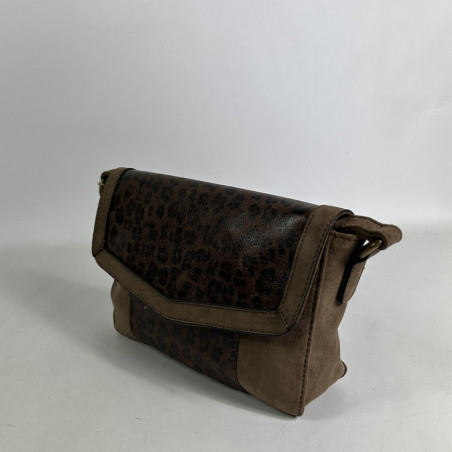 Farfouillette Crossbody Bag with Flap Leopard Taupe