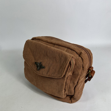 Farfouillette Crossbody Velvet Camel Bag