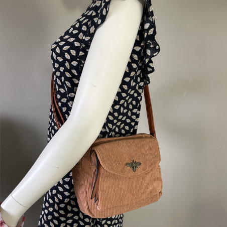 Farfouillette Crossbody Velvet Camel Bag