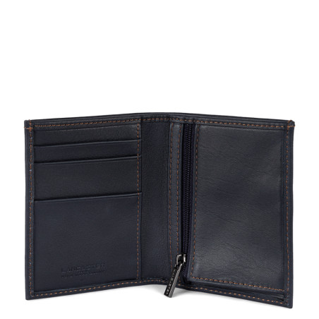 Lancaster Soft Vintage Homme Portefeuille 120-34 Bleu Fonce Camel ouvert