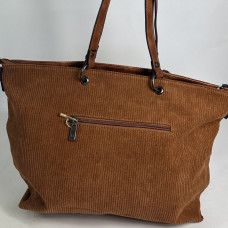 Velour Shopping Bag with Camel Velour Pouch