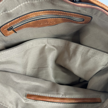 Velour Shopping Bag with Camel Velour Pouch