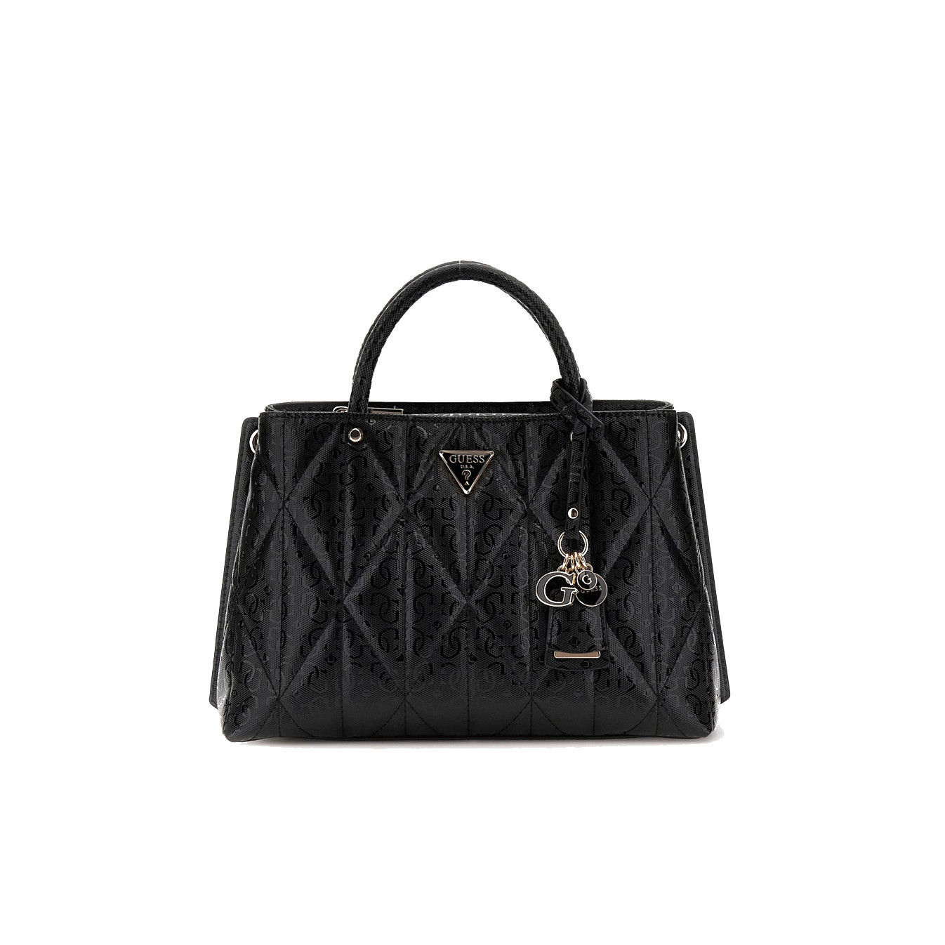 Guess Aldina Quilted Handbag with 4G Logos Black