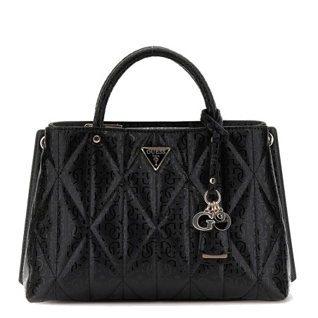 Guess Aldina Quilted Handbag with 4G Logos Black
