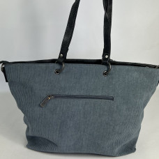 Velour Shopping Bag with Pouch in Grey Velour