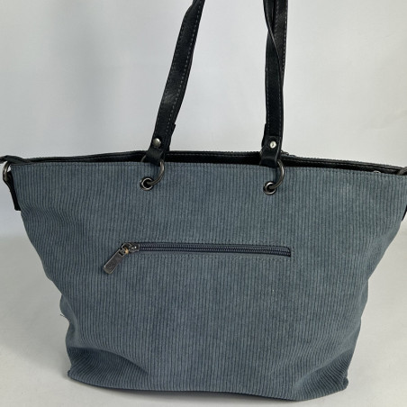Velour Shopping Bag with Pouch in Grey Velour
