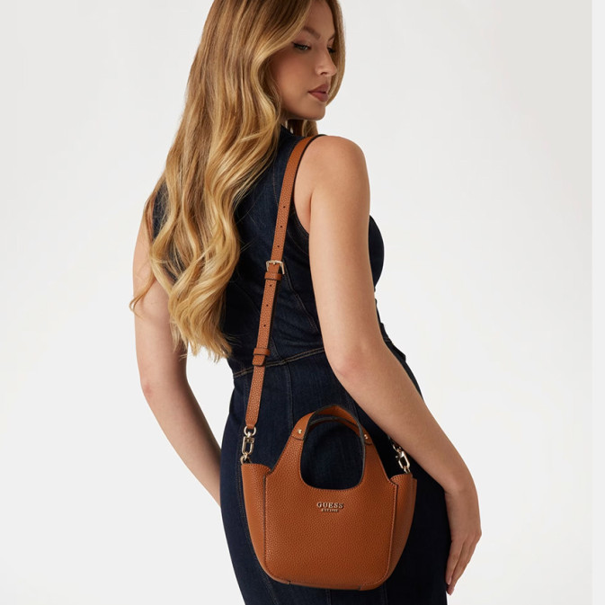 Guess Calista Mini Handbag With Pouch Caramel