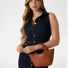 Guess Calista Mini Sac A Main Avec Pochette Caramel porté main