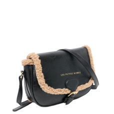 Les Petites Bombes Madeleine Crossbody Faux Fur Bag Black