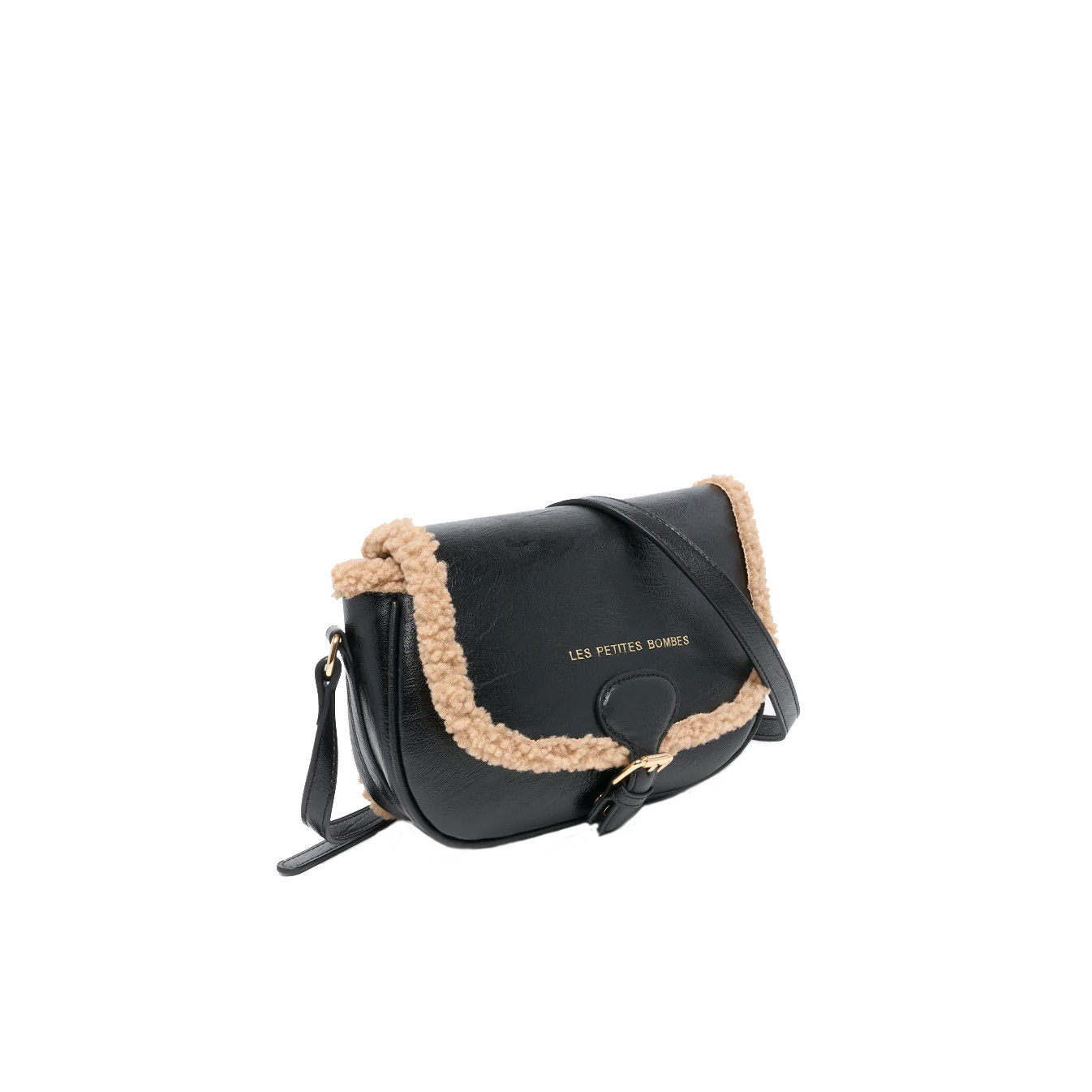 Les Petites Bombes Madeleine Crossbody Faux Fur Bag Black