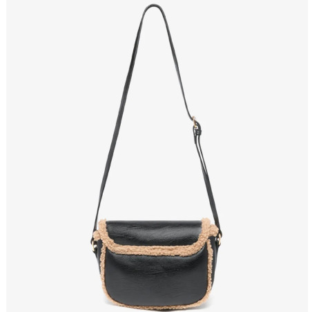 Les Petites Bombes Madeleine Crossbody Faux Fur Bag Black