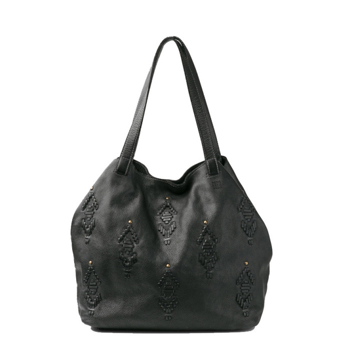 Biba Bayron Shopping Bag Tribal Patterns Black