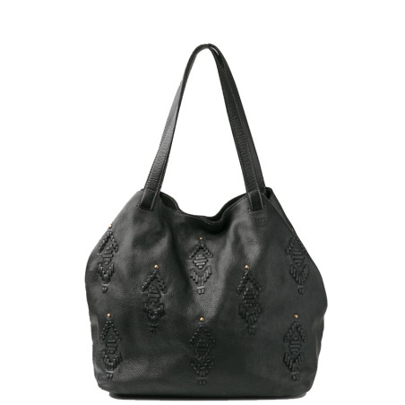 Biba Bayron Sac Shopping Motifs Tribaux Negro