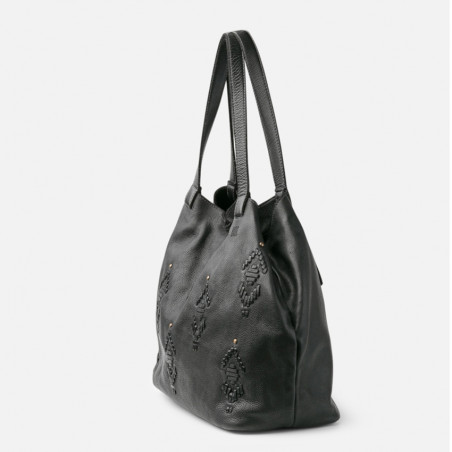 Biba Bayron Shopping Bag Tribal Patterns Black