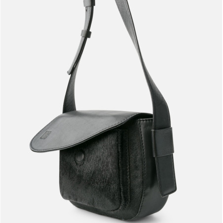 Biba Blunt Crossbody Bag in Black Leather