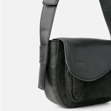 Biba Blunt Crossbody Bag in Black Leather
