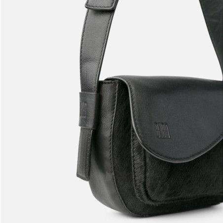 Biba Blunt Crossbody Bag in Black Leather