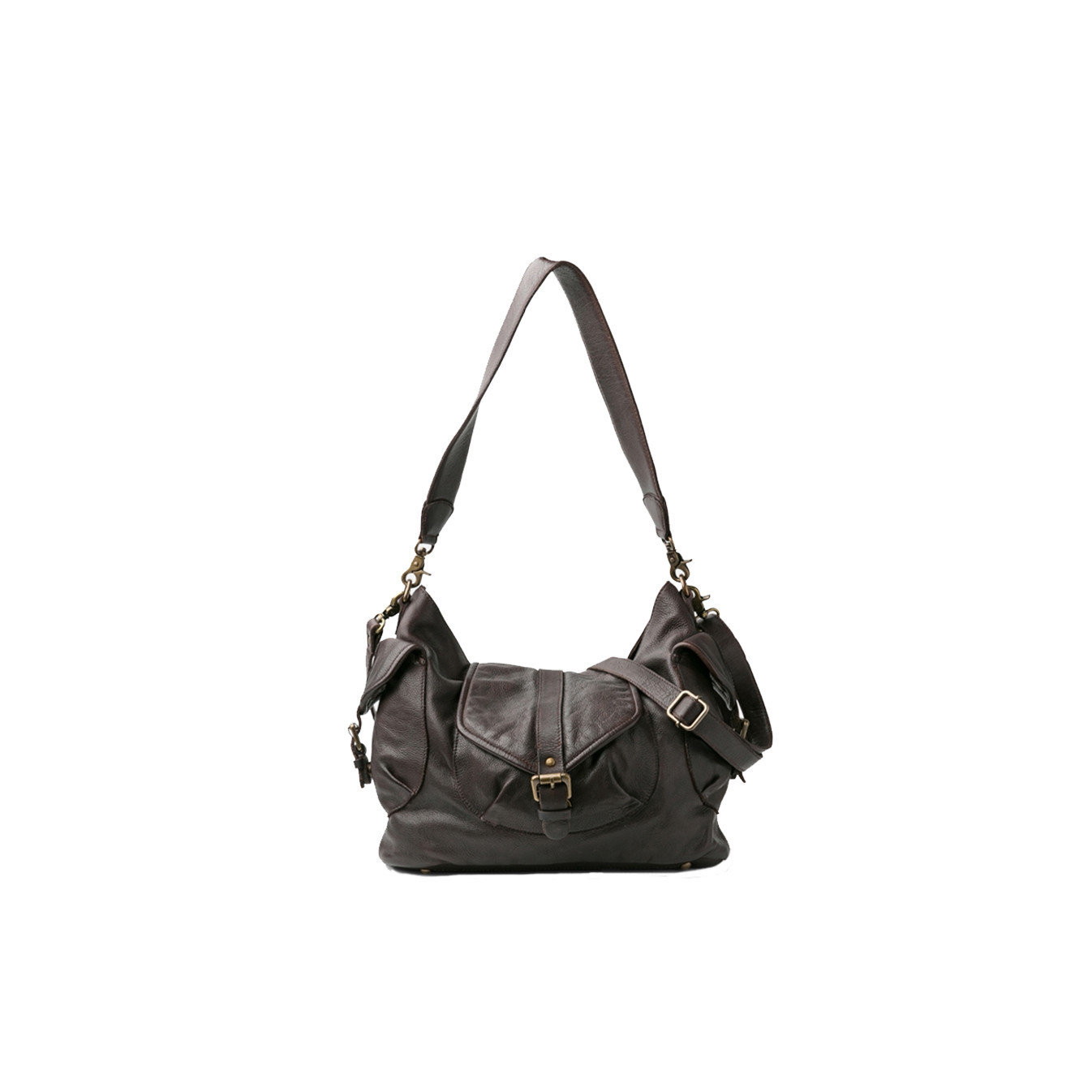 Biba Clint Sac Besace En Cuir Marron Oscuro