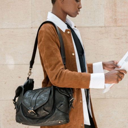 Biba Clint Satchel in Negro Leather CLT1L