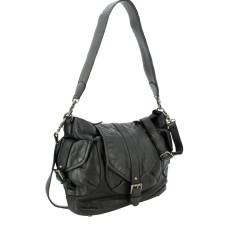 Biba Clint Satchel in Negro Leather CLT1L