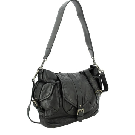 Biba Clint Satchel in Negro Leather CLT1L