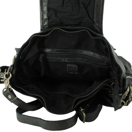 Biba Clint Satchel in Negro Leather CLT1L