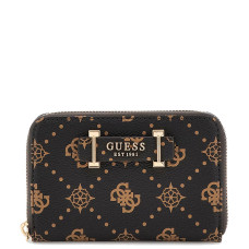 Guess Silia Zip Wallet Dark Brown