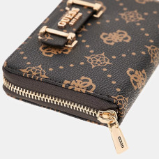 Guess Silia Zip Wallet Dark Brown