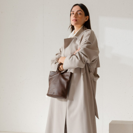 Biba Oasis Sac Seau Marron Oscuro porté main