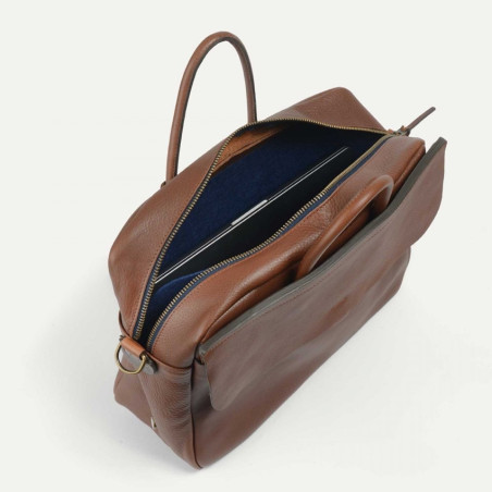 Bleu de Chauffe Zeppo Solo 1-Compartment Business Bag Amber Brown