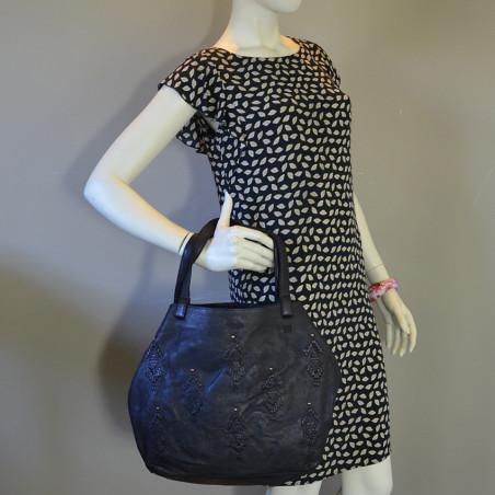 Biba Bayron Shopping Bag Tribal Patterns Black