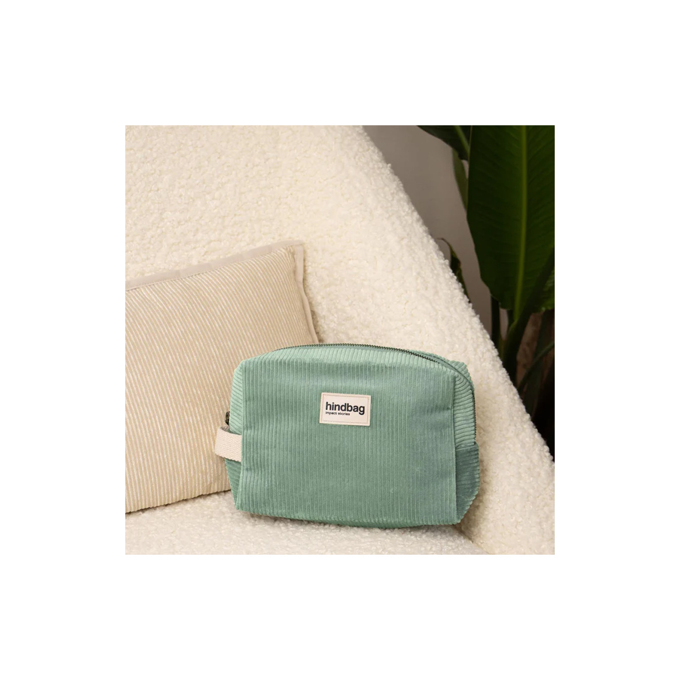 Hindbag Leon Cosmetic Case Water Green Velvet