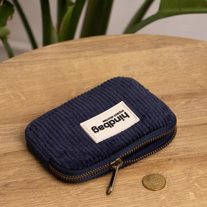 Hindbag Lili Small Coin Purse Velvet Navy