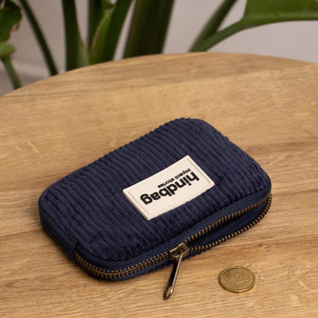 Hindbag Lili Small Coin Purse Velvet Navy