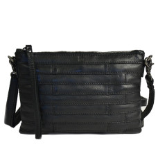 Biba Lewisburg Bricks Shoulder Pouch Bag in Leather LEB16L Negro