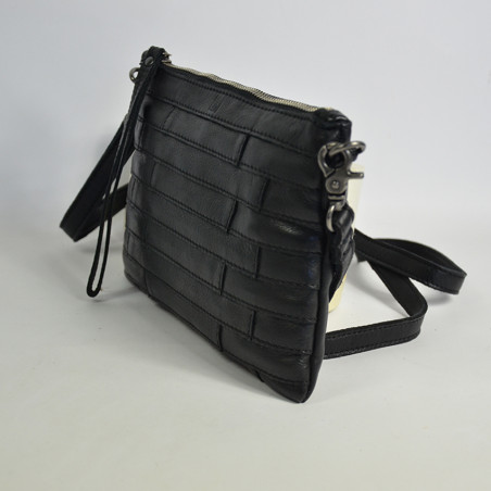 Biba Lewisburg Bricks Shoulder Pouch Bag in Leather LEB16L Negro