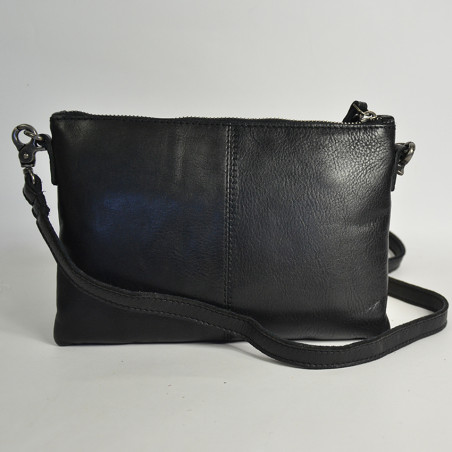Biba Lewisburg Bricks Shoulder Pouch Bag in Leather LEB16L Negro