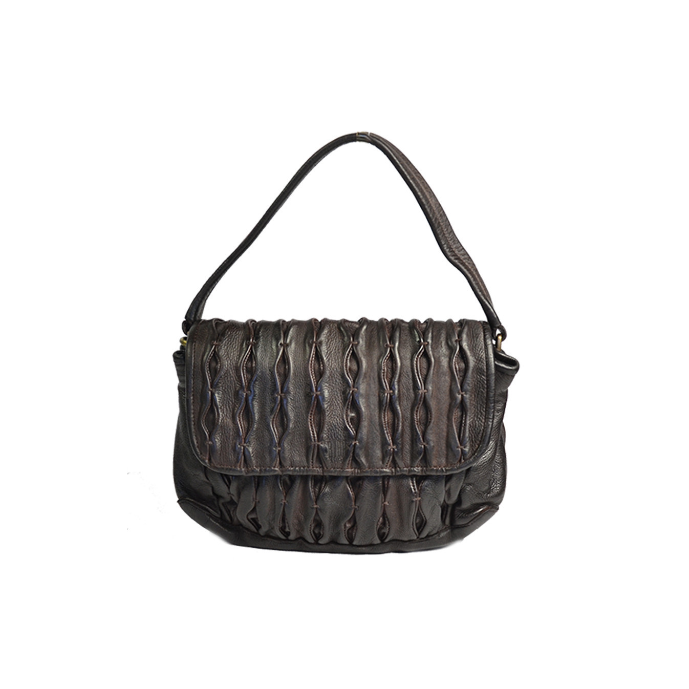 Biba Meyers Sac Besace en Cuir Lavé Sculpté MEE1L Marron Os