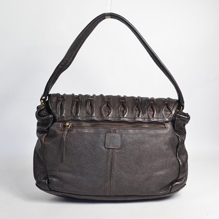 Biba Meyers Sac Besace en Cuir Lavé Sculpté MEE1L Marron Os dos