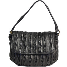 Biba Meyers Washed Sculpted Leather Satchel MEE1L Negro